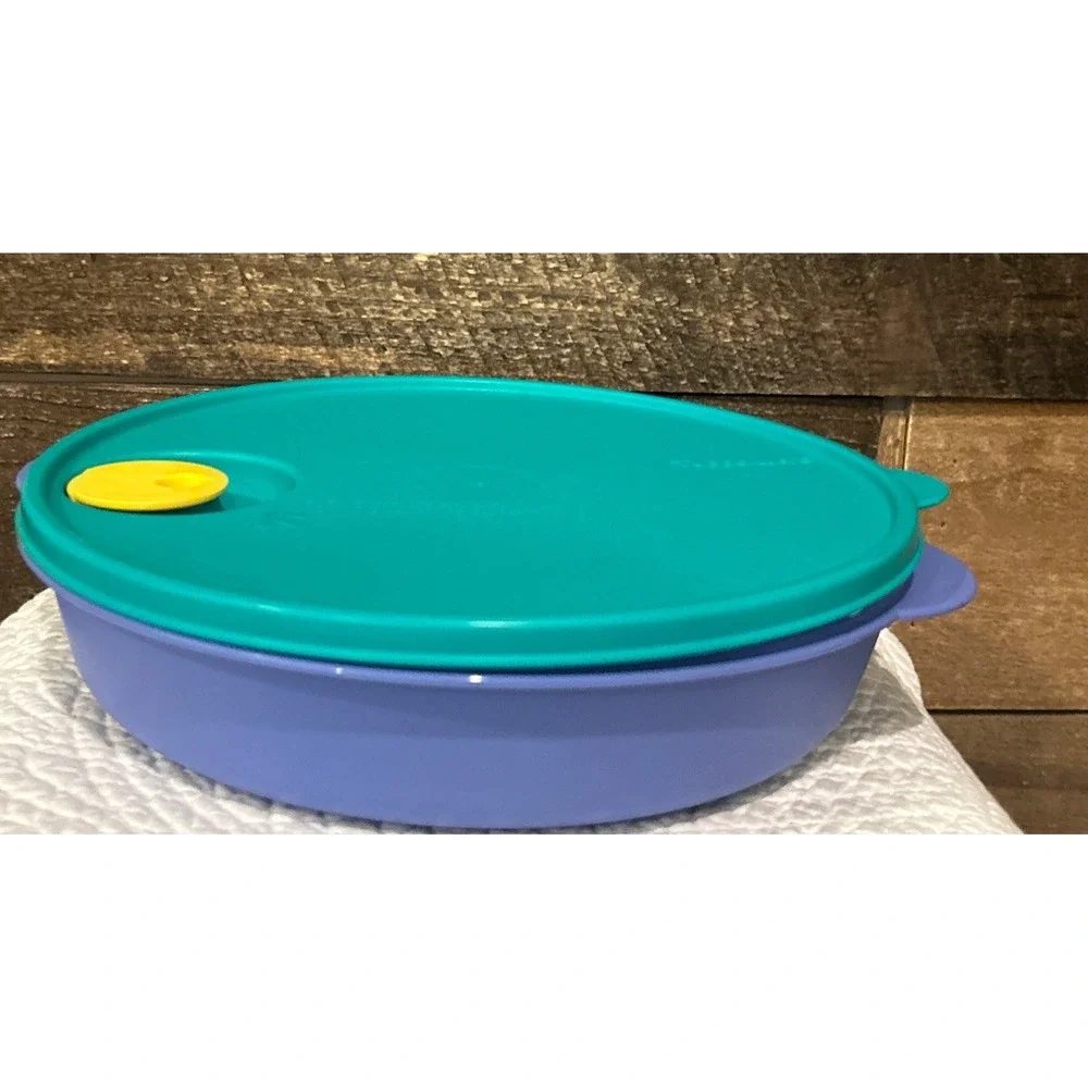 Tupperware Divided Meal Keeper Crystal Wave‎ Microwave Vent Blue Green 3284C-2